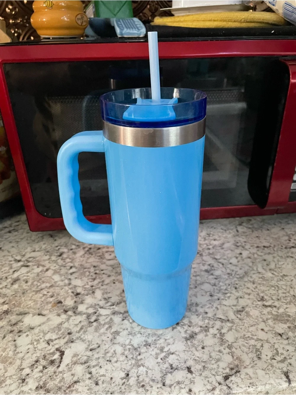 Ozark Trail Blue Insulated Travel Tumbler with Handle and Straw